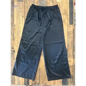 AFRM Black Satin Wide Leg Joggers Women's Size Large